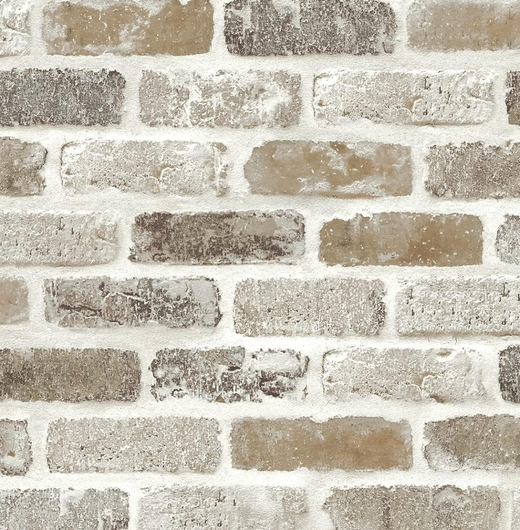 Washed Faux Brick Peel and Stick Wallpaper N596