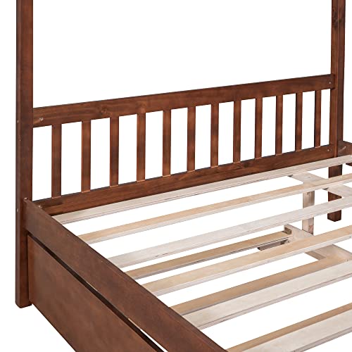 Full Size Solid Wood Platform Bed Frame with 2 Drawers T215302