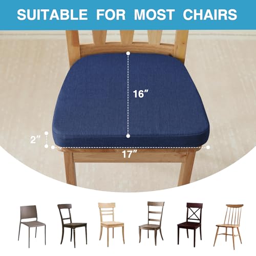 Set of 4 Non Slip Black Chair Cushions 17" x 16" x 2" with Ties H1778
