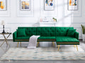 Dark Green Velvet Sectional Sleeper Sofa Bed with Ottoman J810531