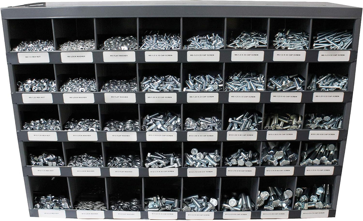 3625 Piece Metric Class 10.9 Coarse Thread Bin Kit with 40 Hole Bin M435