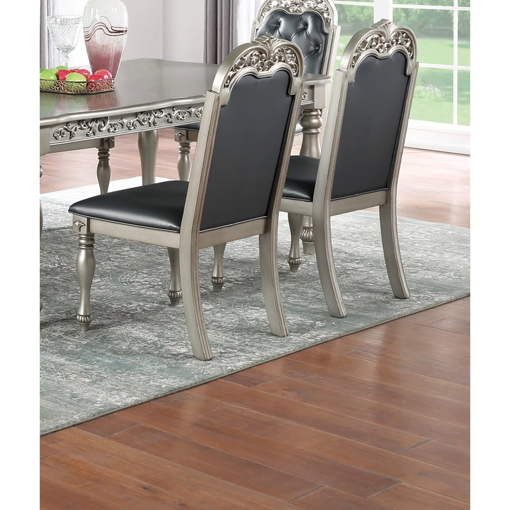 Grey Silver Rubberwood Upholstered Dining Chairs Set of 2 Z326337