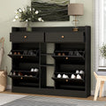 Black 4 Flip Drawer Shoe Storage Cabinet M659