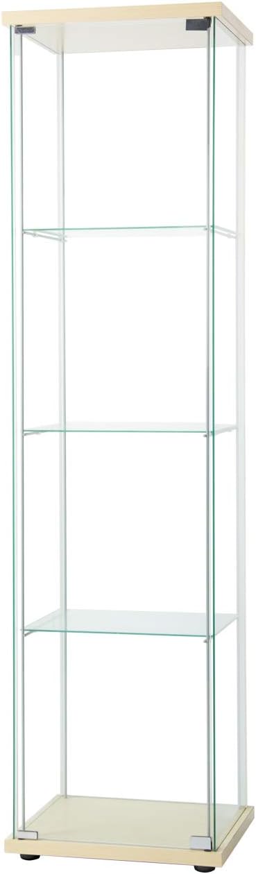 Glass Display Cabinet 4 Shelves with Door, Floor Standing Curio Bookshelf, 64” x 17” x 14.5”, White F9551