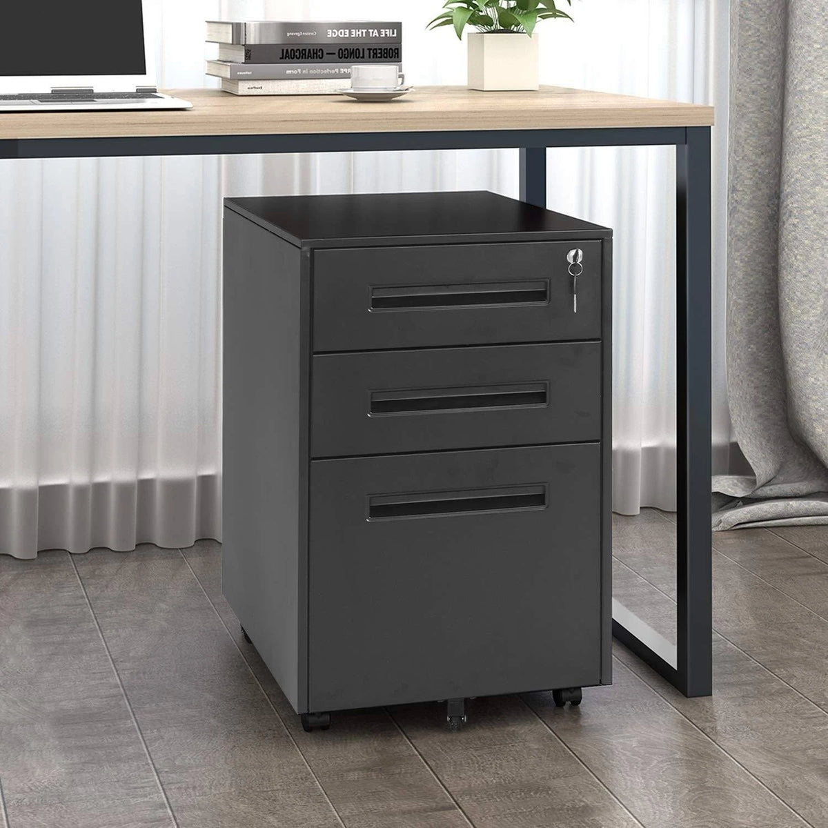 3 Drawer Rolling Metal Locking File Cabinet Q247379