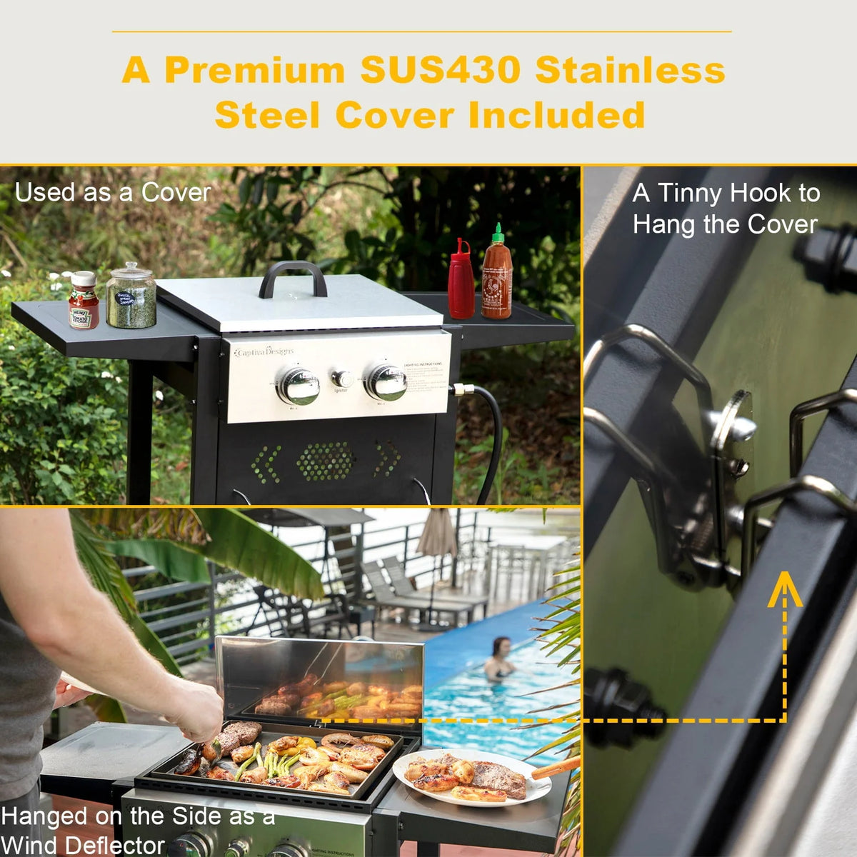 2-Burner Gas Grill and Griddle Combo with Wheels H461161