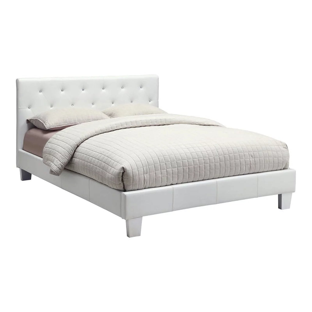 White Faux Leather Queen Platform Bed T8088