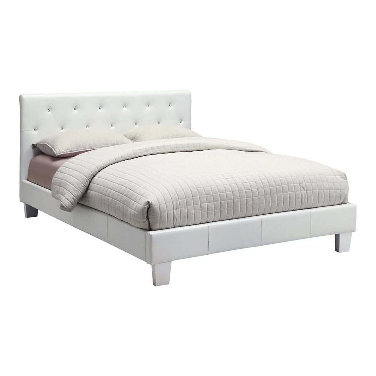White Faux Leather Queen Platform Bed T8088