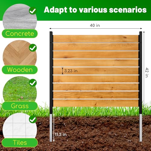 2 Panels No Dig Wooden Privacy Fence Screen, 42" H X 40" W Outdoor Fence X45959