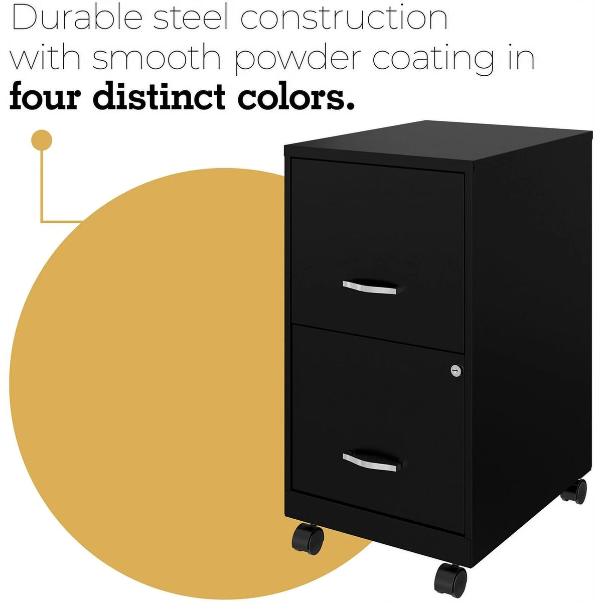 18" 2 Drawer Mobile Metal File Cabinet - Black Q52750