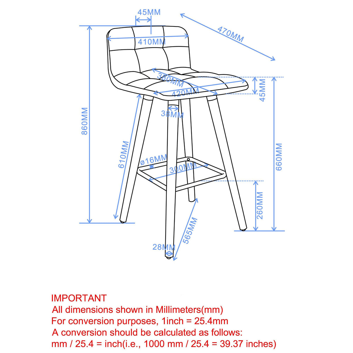 Black Counter Stool Set of 2 L36830