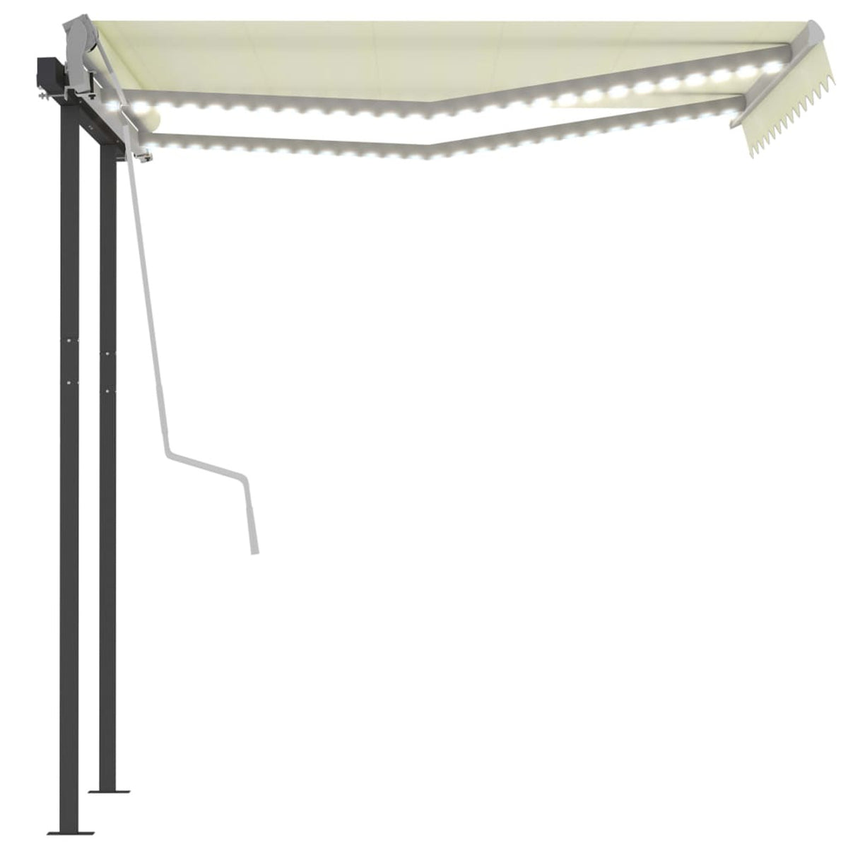 Cream Manual Retractable Awning with LED 118.1"x98.4" P17442