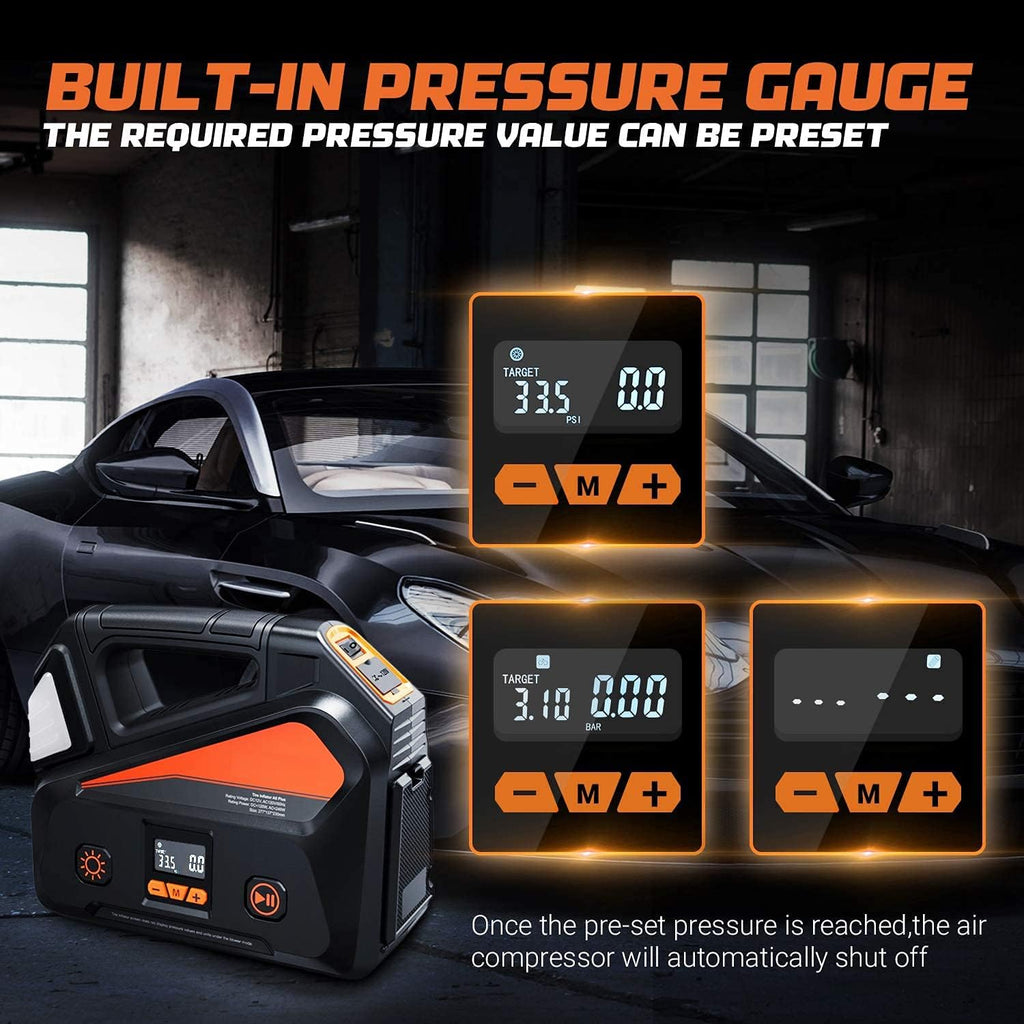 Car Tire Inflator Portable Air Compressor with Pressure Gauge, Pack of 2 Z5546