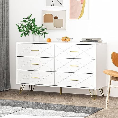 White 6 Drawer Dresser M39769