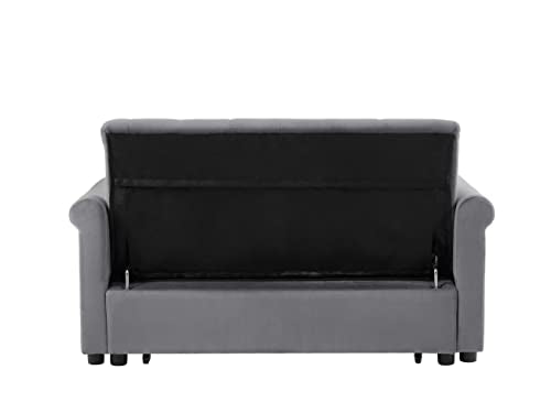 Gray Velvet Button Tufted Futon Sofabed E97817