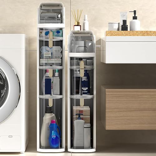 3/4/5 Tier Narrow Tall Slim Storage Cabinet with Clear Drawers F117387