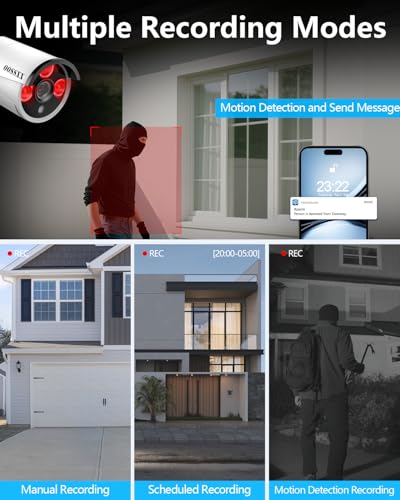 2K 3.0MP Wireless Security Camera System with 2TB Hard Drive, 4Pcs Outdoor WiFi Security Cameras P223058