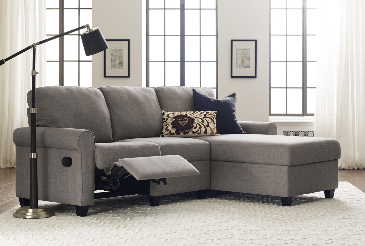 Gray Reclining Sectional with Storage Chaise L905