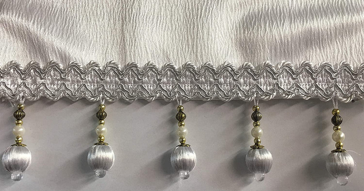 5 Piece Crushed Satin Curtain Set with Valances White T2529