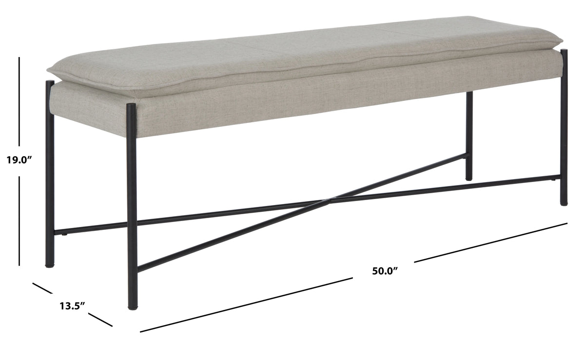 Light Grey Black Cushioned Cross Bench B11512