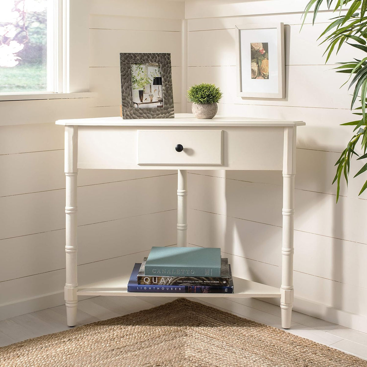 Distressed Black Corner Table S8816