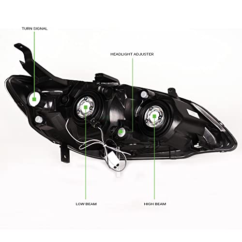 Compatible With 2004-2005 Honda Civic Headlights Black Housing W991600