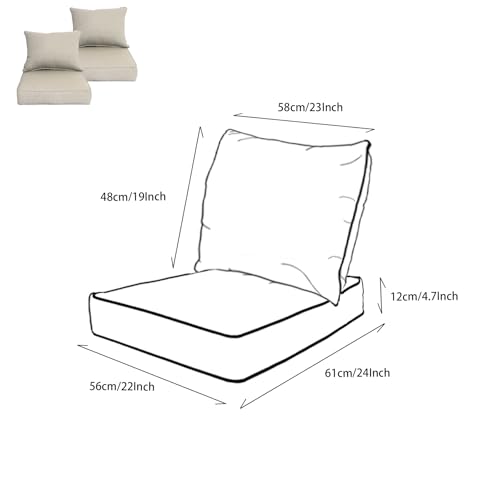 20"x42" Water-Proof Outdoor Dining Cushion Set of 1 with Handles & Ties T34022