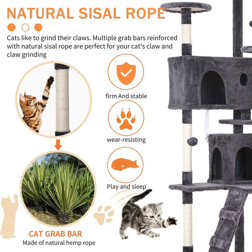 70-in Cat Tree Tower with Scratching Post X674542