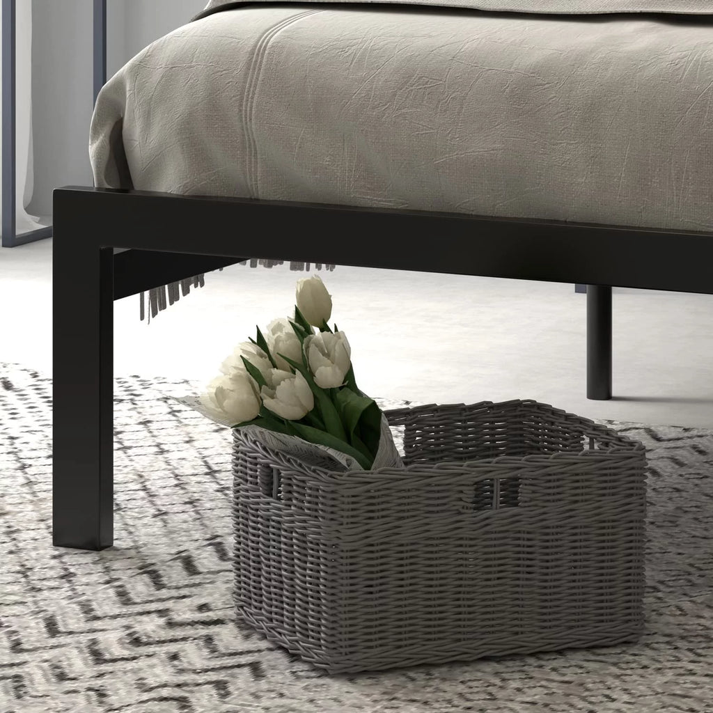 Twin Rustic Style Metal Platform Bed with Headboard and Metal Slats, Brown I118740