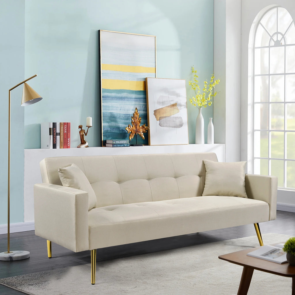 Convertible Fabric Folding Futon Sofa Bed S688