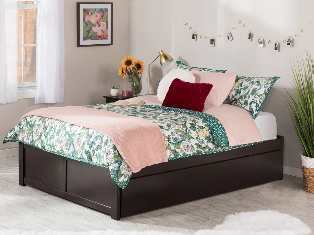 Full Platform Bed with Trundle Bed in Espresso U516093