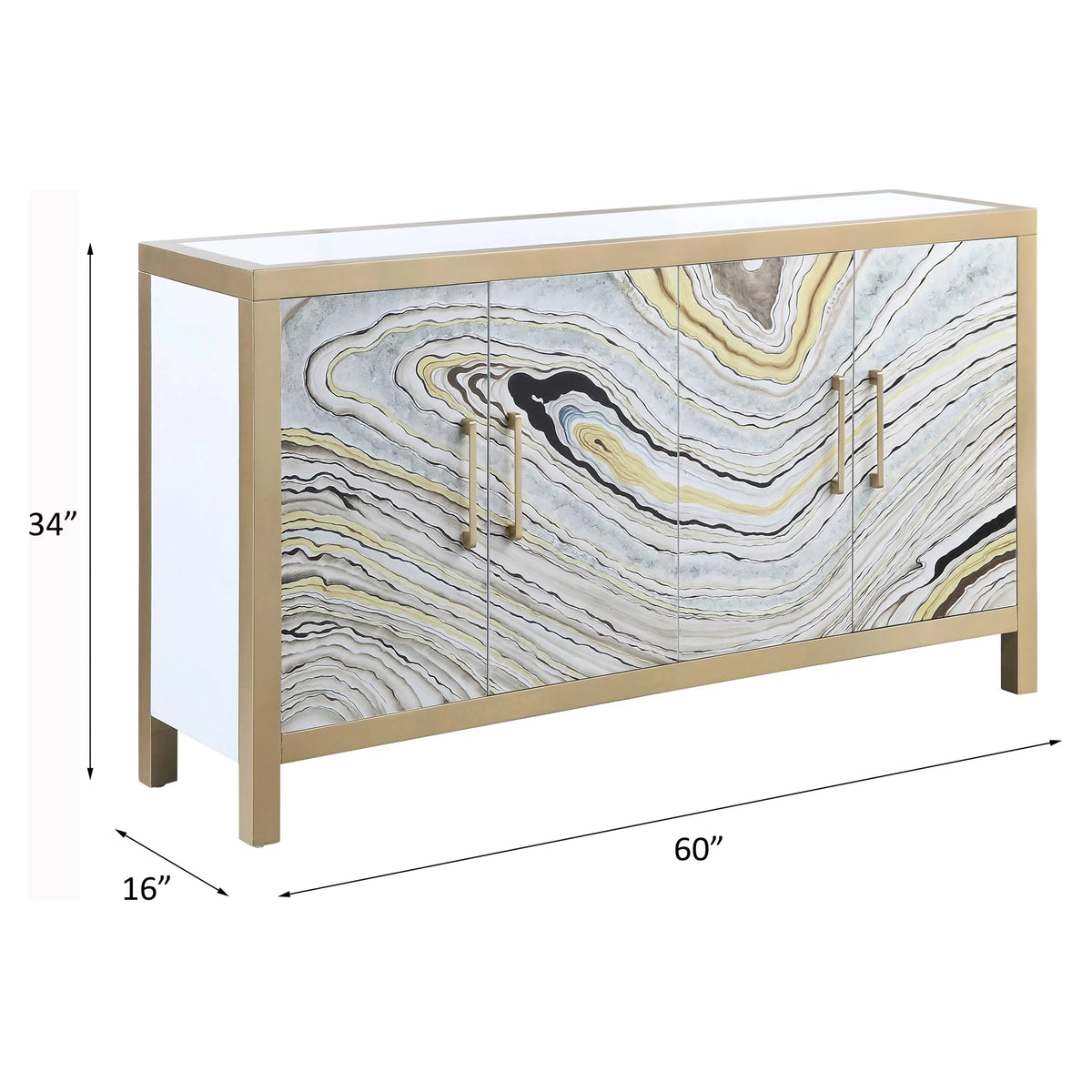 White and Gold Rectangular Console Table M471