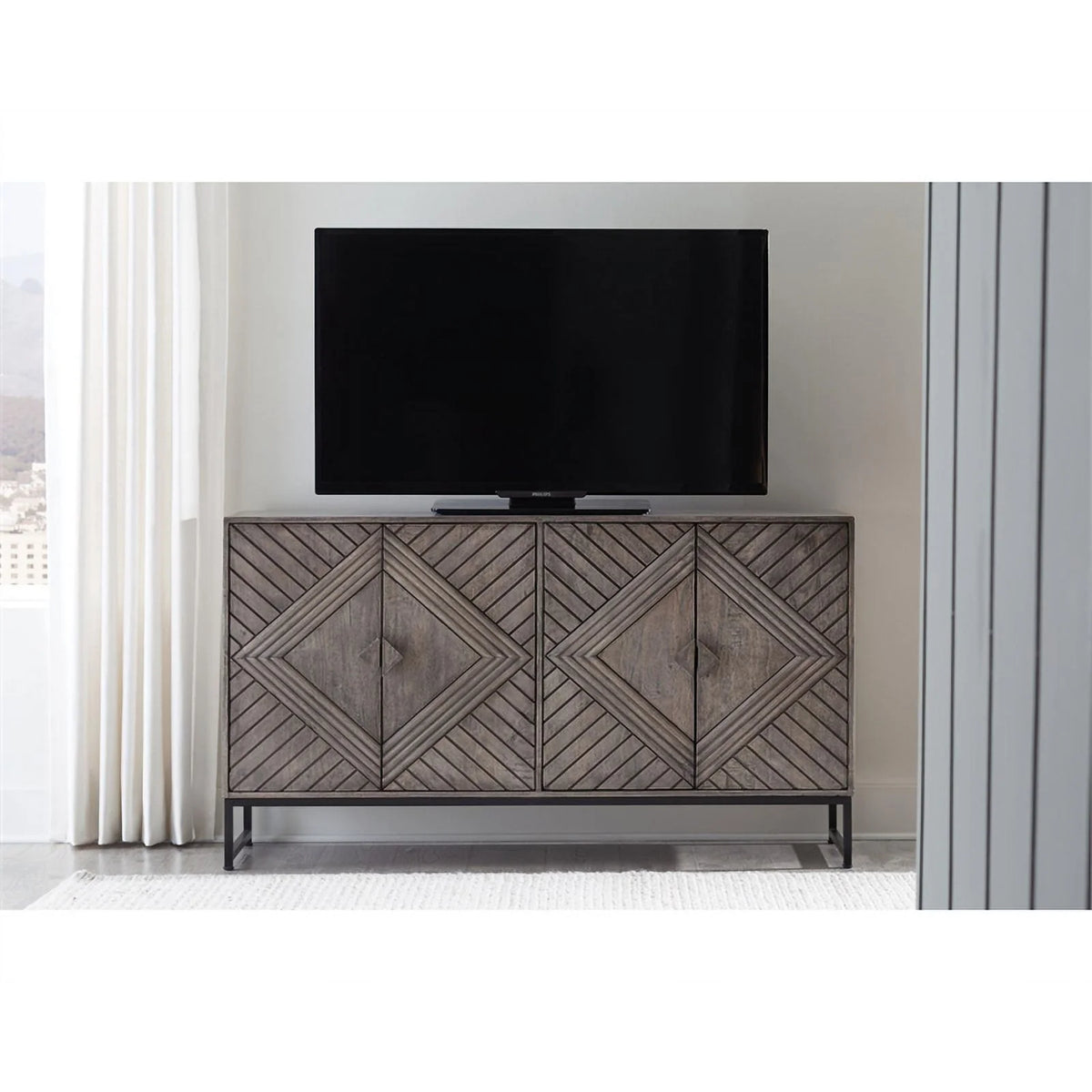 Distressed Gray Wood Accent Cabinet D3885