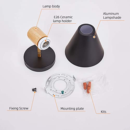 Black Dimmable Wood Style Plug in Wall Sconce M86734