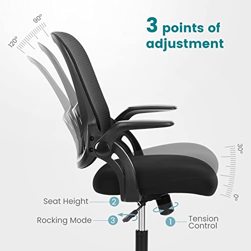 Mid Back Ergonomic Mesh Office Chair with Lumbar Support and Armrests U787614