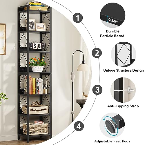 78.7 Inch Extra Tall Narrow 7 Tier Bookshelf B716145