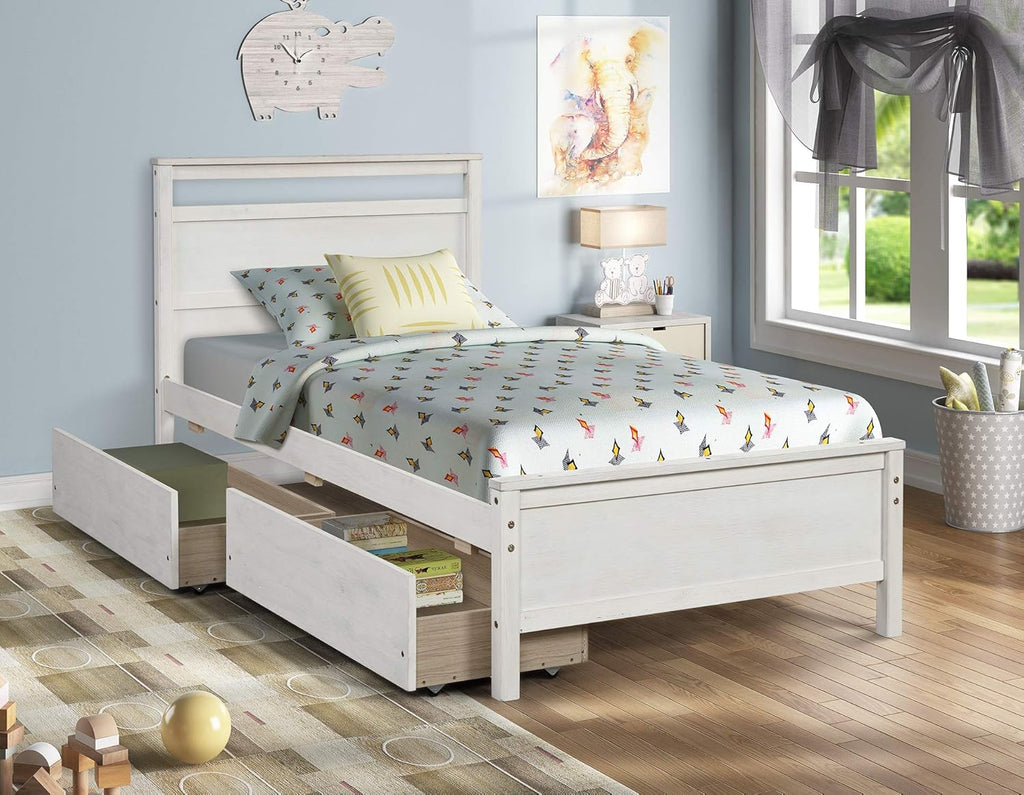 Twin Daybed with Trundle Pine Wood Bed Frame O896362