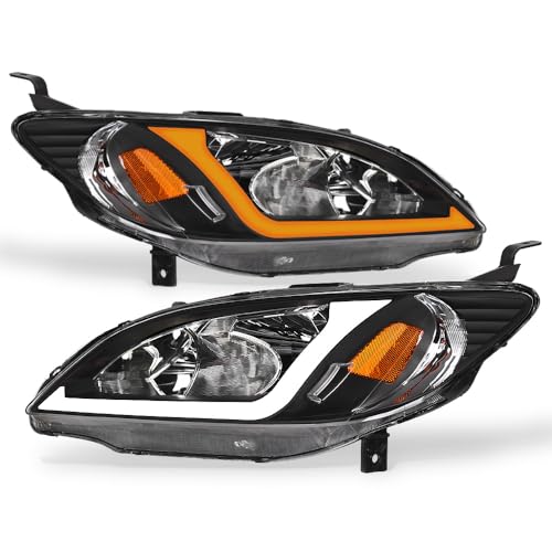 Compatible With 2004-2005 Honda Civic Headlights Black Housing W991600