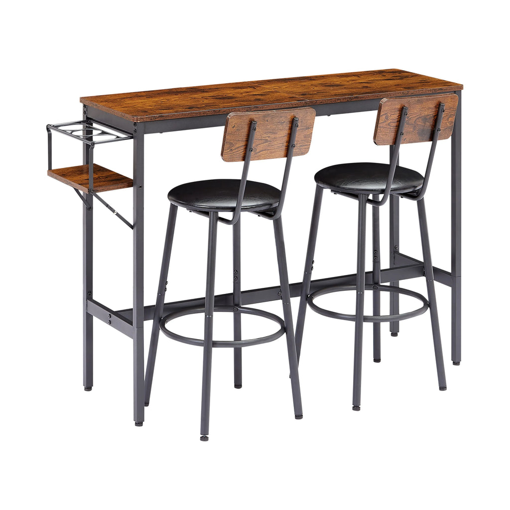 Rustic 3-Piece Dining Table Set with 2 Stools M692