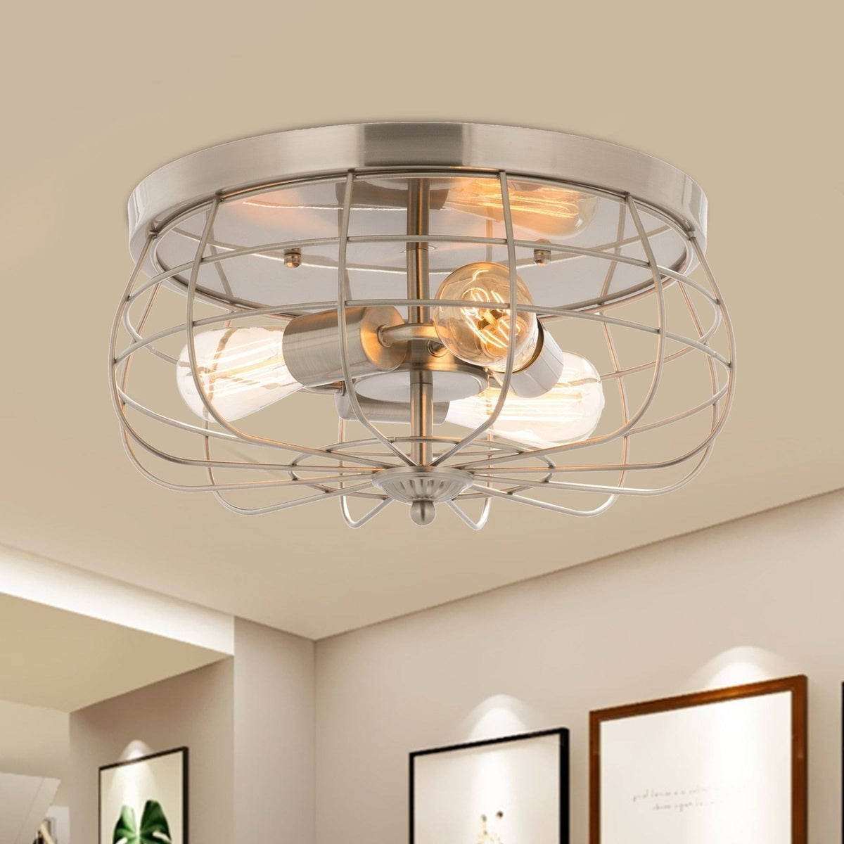 Industrial 3-Light Oil Rubbed Bronze Flush Mount L128602