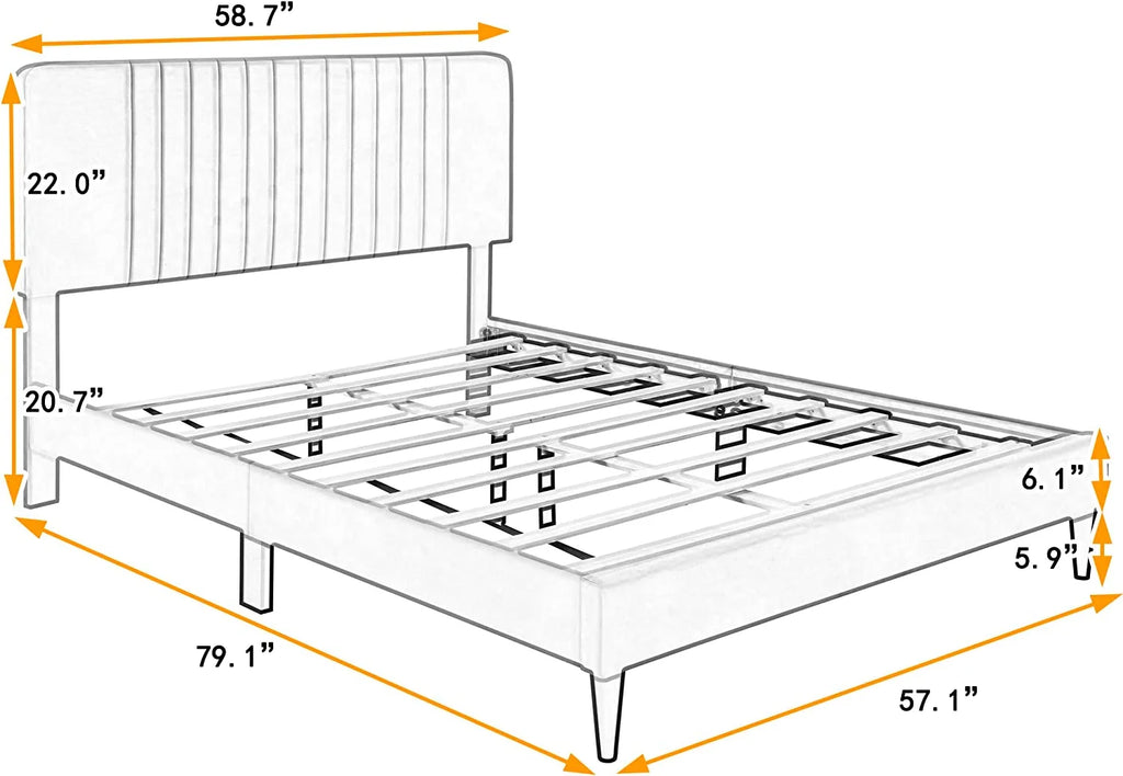 Queen Size Upholstered Platform Bed Frame with Headboard X293032