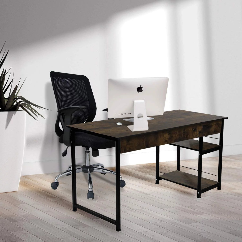 Computer Desk with 2 Tiers Shelves Metal Legs K92001