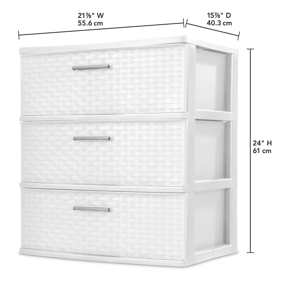 3 Drawer Wide Weave Tower White M920