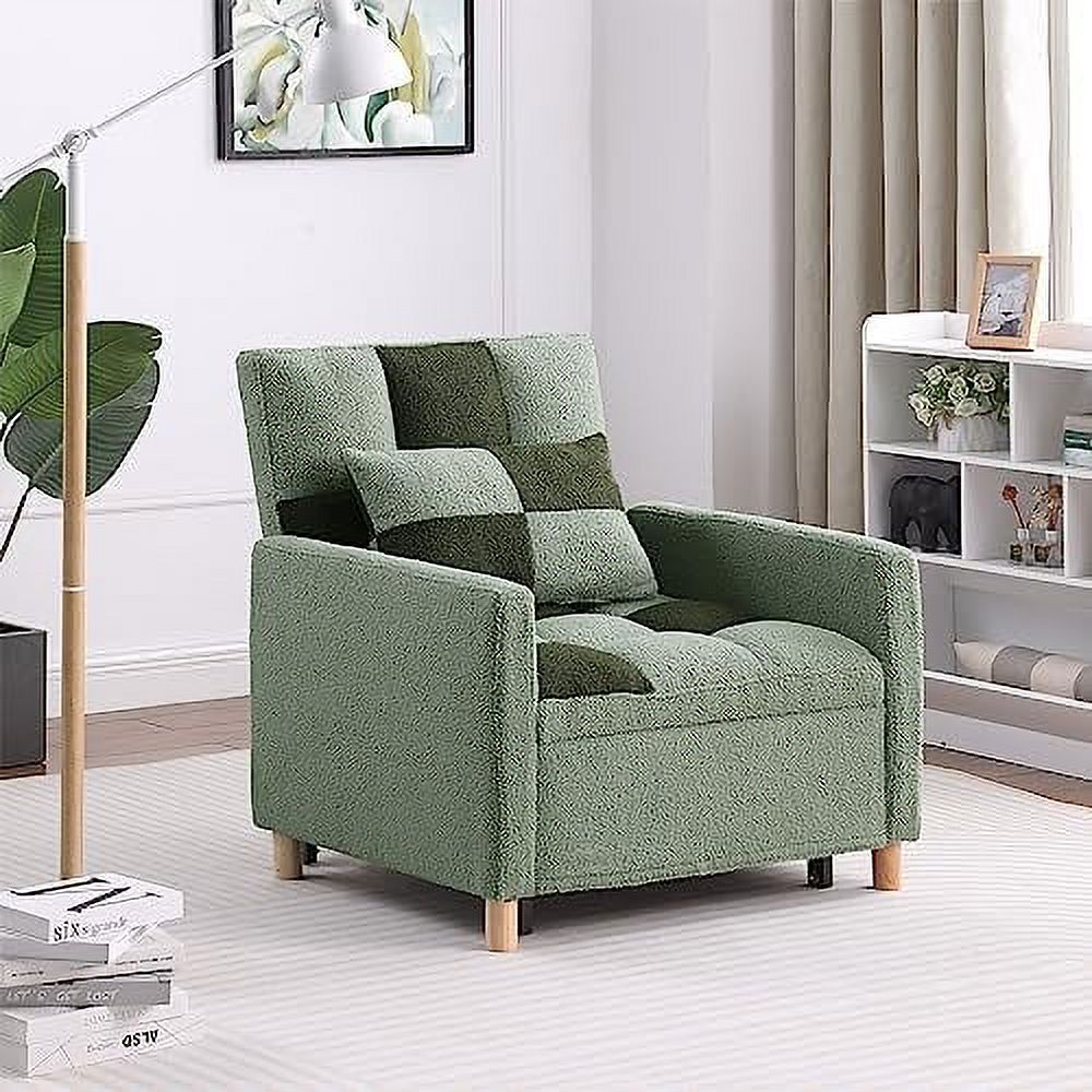 Black Velvet Convertible Chair Bed with Pillow D8713