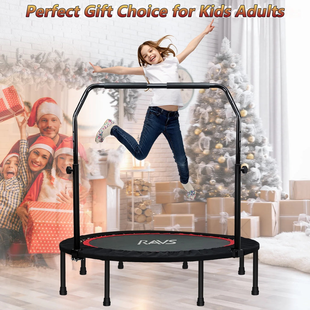 48'' Black Foldable Mini Fitness Trampoline with Handle C815377