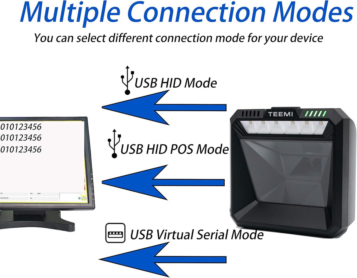 USB Wired Barcode Scanner with Large Scanning Window J792914
