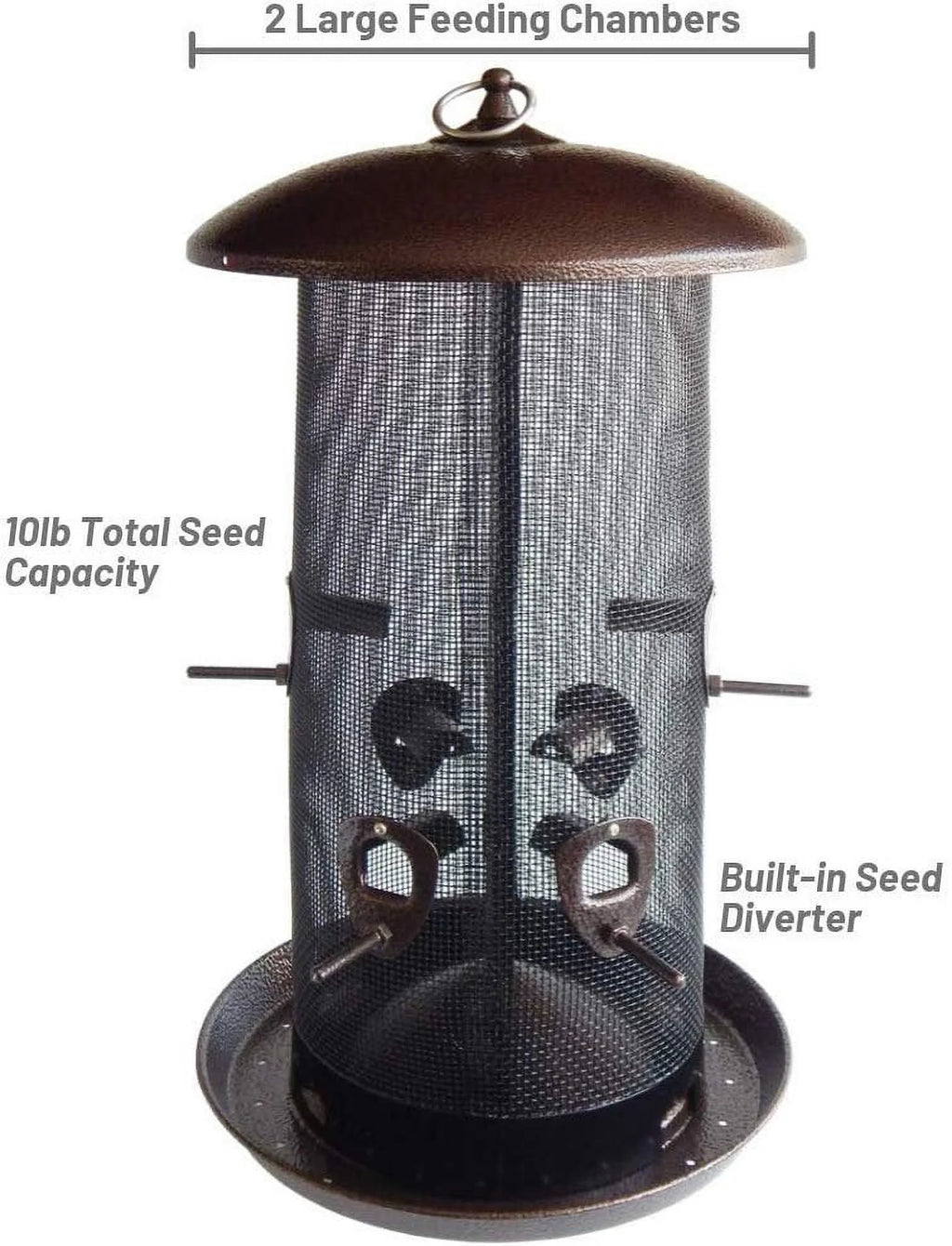 Black Finish Bird Feeder with 2 Seed Compartments Z379610