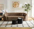 Cream Curved 3-Seater Boucle Sofa V998