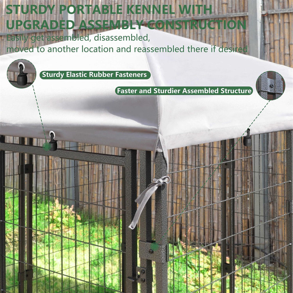 Outdoor Dog Kennel with Feeding Door and Cover X580257