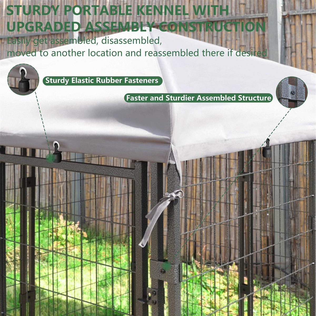 Outdoor Dog Kennel with Feeding Door and Cover X580257
